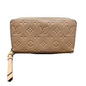 Authentic Louis Vuitton Empreinte Zippy Long Wallet Beige Tan Leather
